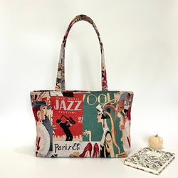 《 1点限定* 》JAZZのショルダートートバッグ オランダ製ゴブラン生地　マチ付きたっぷり大容量 1枚目の画像