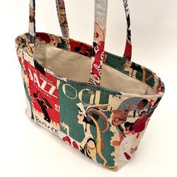 《 1点限定* 》JAZZのショルダートートバッグ オランダ製ゴブラン生地　マチ付きたっぷり大容量 14枚目の画像