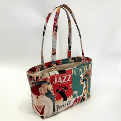 《 1点限定* 》JAZZのショルダートートバッグ オランダ製ゴブラン生地　マチ付きたっぷり大容量 11枚目の画像
