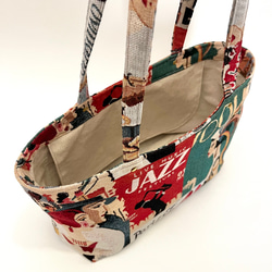 《 1点限定* 》JAZZのショルダートートバッグ オランダ製ゴブラン生地　マチ付きたっぷり大容量 13枚目の画像