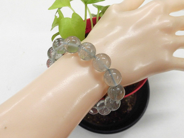 天然石 ブルールチルクォーツ13.0～13.3mm玉ブレスレット 内周18.3cm 　　250720590
