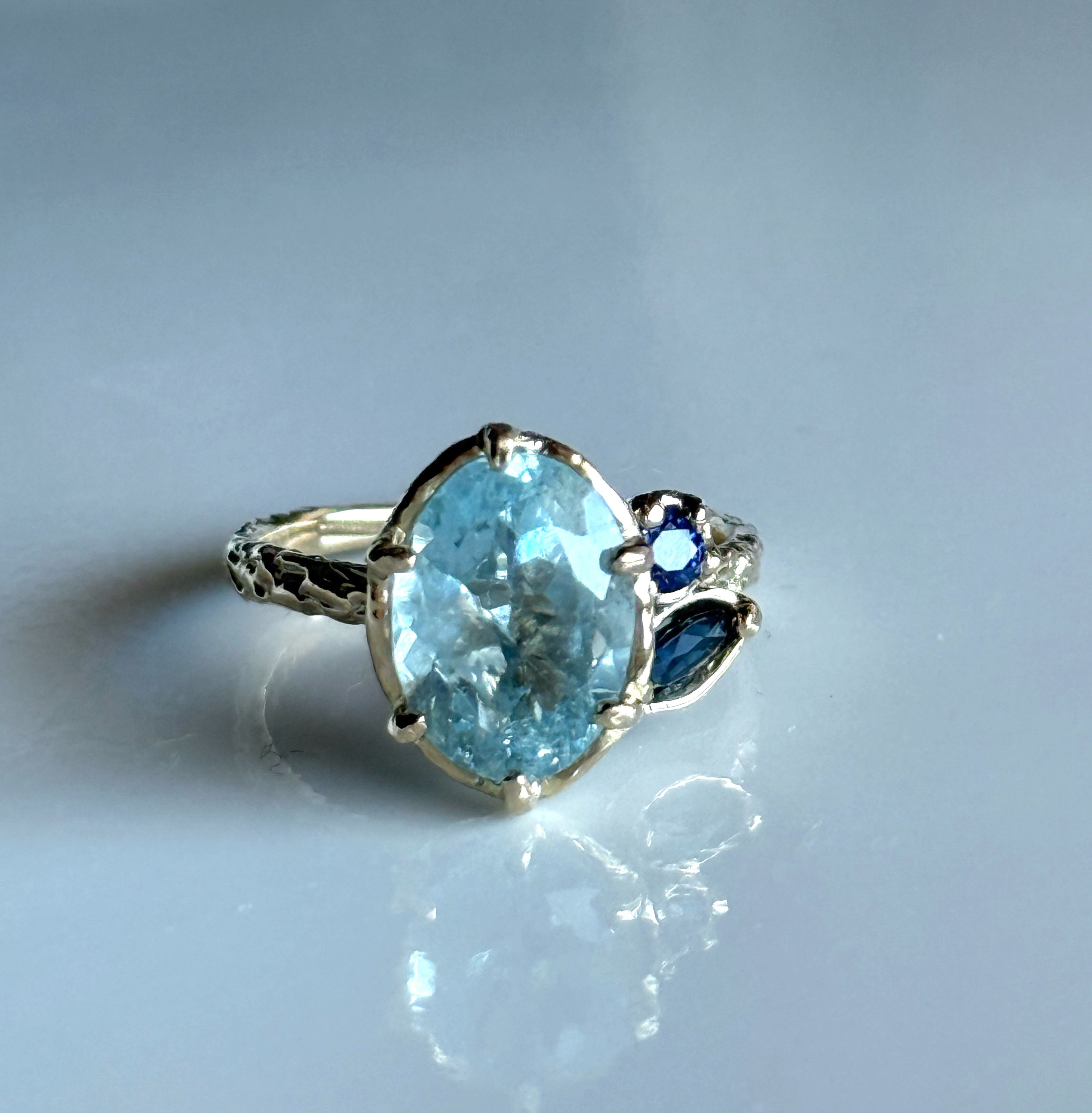 アクアマリン×サファイアリング/k10