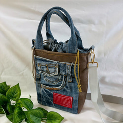 デニムリメイク ナップサック デニム×レザー y2k ユニセックス