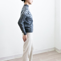 【カシミヤ100%★フェアアイル柄】大きめの花柄│クリスマス│ニットセーター│リラックス感│大人可愛さ│T-236 14枚目の画像