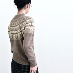 【カシミヤ100%★フェアアイル柄】大きめの花柄│クリスマス│ニットセーター│リラックス感│大人可愛さ│T-236 4枚目の画像