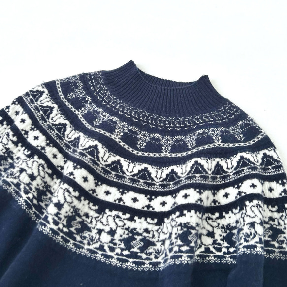 【カシミヤ100%★フェアアイル柄】大きめの花柄│クリスマス│ニットセーター│リラックス感│大人可愛さ│T-236 16枚目の画像