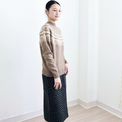 【カシミヤ100%★フェアアイル柄】大きめの花柄│クリスマス│ニットセーター│リラックス感│大人可愛さ│T-236 11枚目の画像