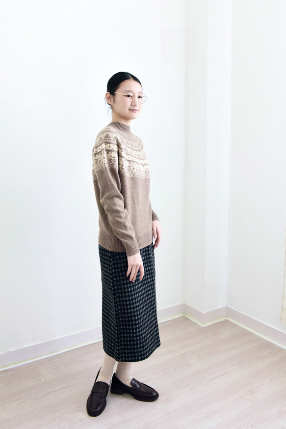 【カシミヤ100%★フェアアイル柄】大きめの花柄│クリスマス│ニットセーター│リラックス感│大人可愛さ│T-236 11枚目の画像