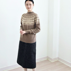 【カシミヤ100%★フェアアイル柄】大きめの花柄│クリスマス│ニットセーター│リラックス感│大人可愛さ│T-236 12枚目の画像