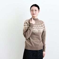 【カシミヤ100%★フェアアイル柄】大きめの花柄│クリスマス│ニットセーター│リラックス感│大人可愛さ│T-236 10枚目の画像