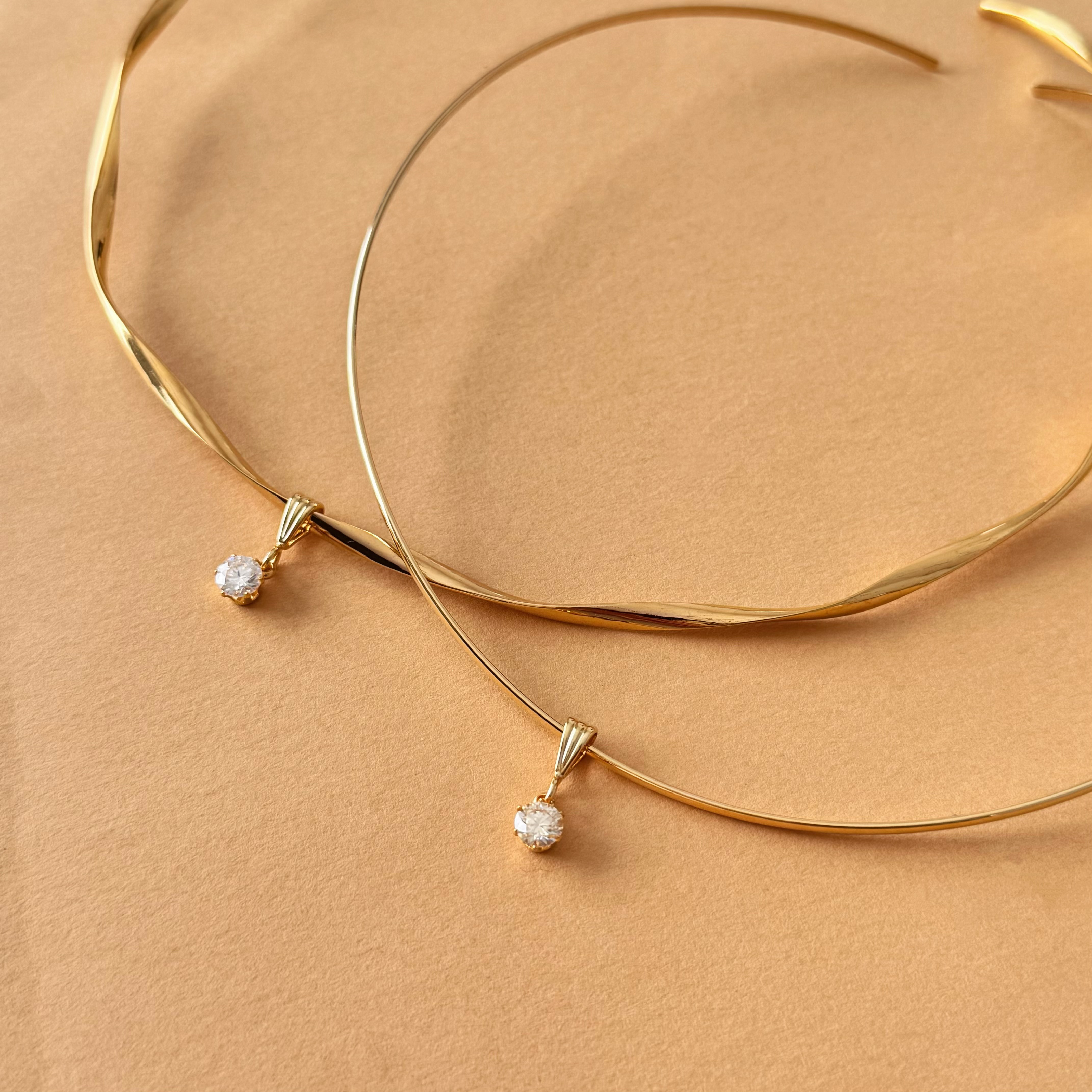 アレルギー対応✴︎ 一粒の輝きモアサナイトのゴールドチョーカー ニッケルフリー/サージカルステンレス316L 18k