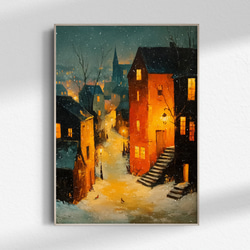 静寂の青『満月と夜の富士山』○AIアート和紙20枚限定A4額装品がんどう