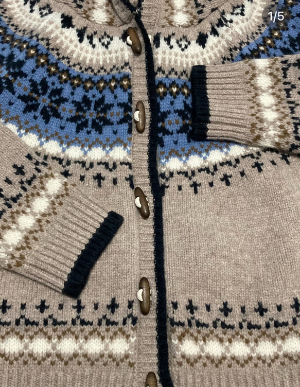 フード付き ウール100%フェアアイル編みセーター/カーディガン【秋冬春】 15枚目の画像