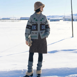 2色 ウール100%ノルディック編みセーター/カーディガン【秋冬春】グレー・レッド 11枚目の画像