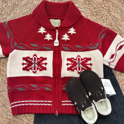 2色 ウール100%ノルディック編みセーター/カーディガン【秋冬春】グレー・レッド 19枚目の画像