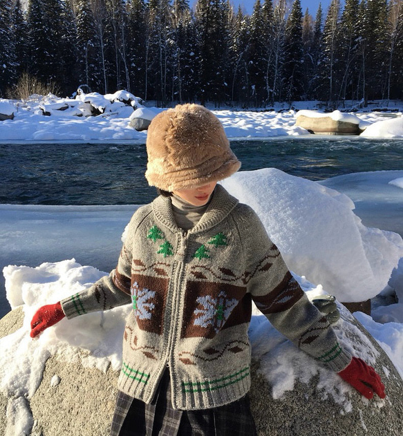 2色 ウール100%ノルディック編みセーター/カーディガン【秋冬春】グレー・レッド 14枚目の画像