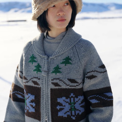 2色 ウール100%ノルディック編みセーター/カーディガン【秋冬春】グレー・レッド 17枚目の画像