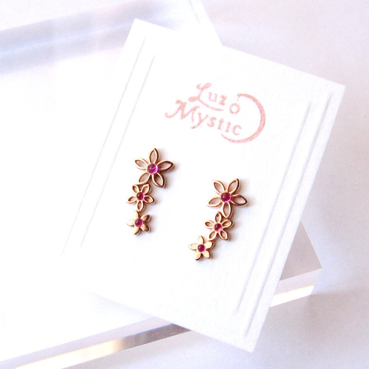 3輪のお花ピアス（sv925製/ピンクゴールドメッキver.）No.4-2pg