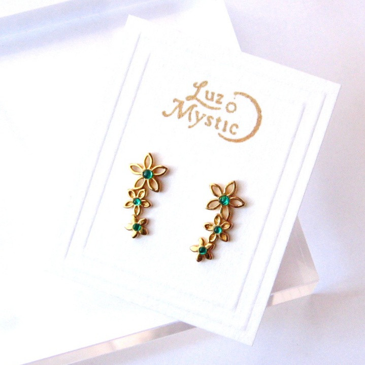 3輪のお花ピアス（sv925製/18Kゴールドメッキver.）No.4-2sv