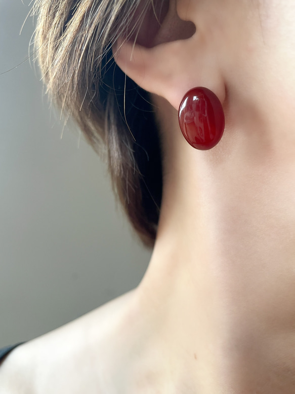 【赤で魅せる】 Pierre de Calme（ピエール・ド・カルム)ピアス 3枚目の画像
