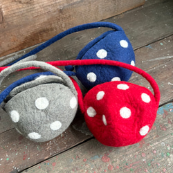 サンプル 羊毛 フェルト ドット 水玉 ショルダーバッグ ハンドメイド 8枚目の画像