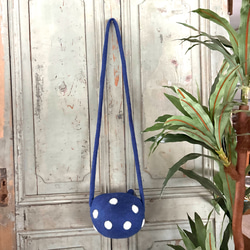 サンプル 羊毛 フェルト ドット 水玉 ショルダーバッグ ハンドメイド 4枚目の画像