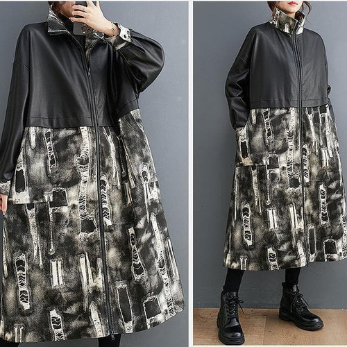 大きいサイズ 新品 秋冬 PUレザー ゆったり ロング ブルゾン 黒 ドルマンｇ 大きいサイズ 新品 秋冬 PUレザー ゆったり ロング ブルゾン 黒