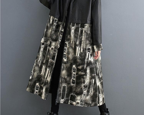 大きいサイズ 新品 秋冬 PUレザー ゆったり ロング ブルゾン 黒 ドルマンｇ 大きいサイズ 新品 秋冬 PUレザー ゆったり ロング ブルゾン 黒