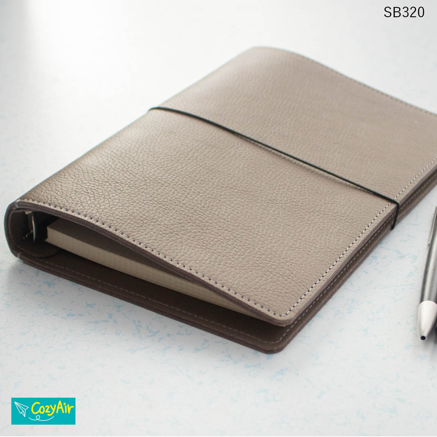 SB320 【受注制作】1番大きなサイズのシステム手帳 A5サイズ シンプルデザイン リング径19mm 本革エトープ 5,694円