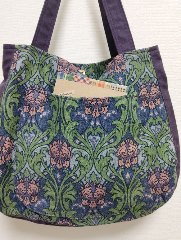 バル~ントートパープル系  外側ポケット付き 4枚目の画像