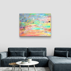 泉と森のモザイク画 / 抽象画 59×42㎝ A2 額セット インテリア