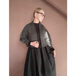 選擇您的長度❤️RATA原創❤️成熟女性披肩針織衫❤️不對稱撞色袖子❤️時尚棕色❤️附贈別針 第17張的照片