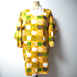 大好評 麻混割烹着 カラフルリーフ＆ナッツ割烹着 (濃い紫) エプロン