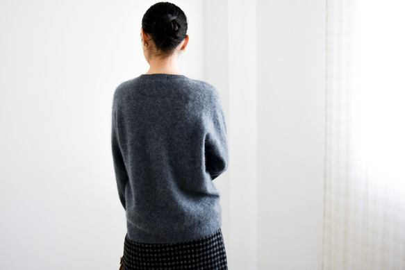 【カシミヤ100%★無縫製】超柔らか起毛│ シームレス│丸ネック│上品│T-238 14枚目の画像