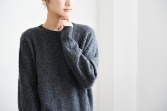 【カシミヤ100%★無縫製】超柔らか起毛│ シームレス│丸ネック│上品│T-238 16枚目の画像