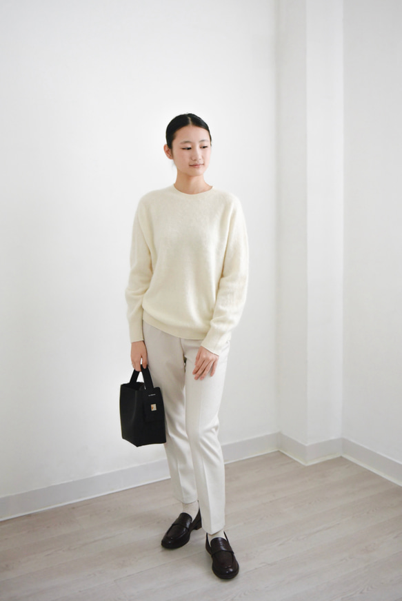 【カシミヤ100%★無縫製】超柔らか起毛│ シームレス│丸ネック│上品│T-238 12枚目の画像