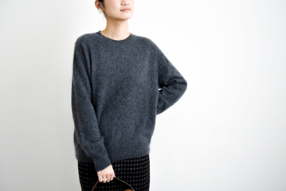 【カシミヤ100%★無縫製】超柔らか起毛│ シームレス│丸ネック│上品│T-238 15枚目の画像