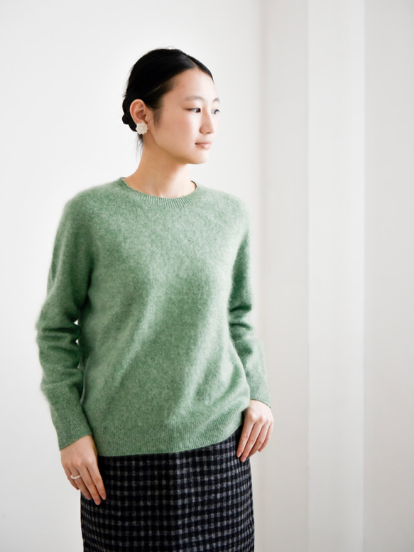 【カシミヤ100%★無縫製】超柔らか起毛│ シームレス│丸ネック│上品│T-238 3枚目の画像