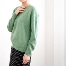 【カシミヤ100%★無縫製】超柔らか起毛│ シームレス│丸ネック│上品│T-238 5枚目の画像