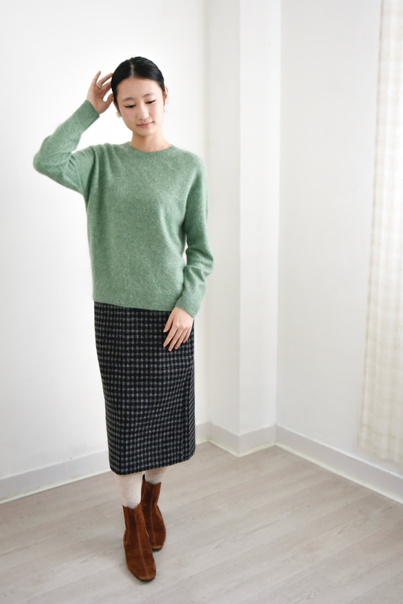 【カシミヤ100%★無縫製】超柔らか起毛│ シームレス│丸ネック│上品│T-238 7枚目の画像