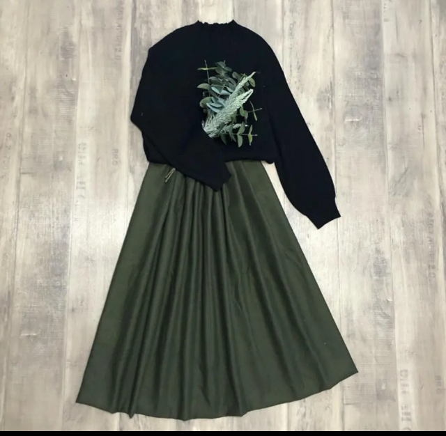オリーブグリーン＊播州フランネル＊ギャザースカート