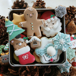 Creema限定新作『クリスマスギフト2025』クリスマスのアイシングクッキー缶※クッキー缶※身体に優しい甜菜糖使用 1枚目の画像