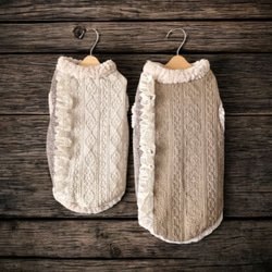 レース衿で和風おめかしバンダナリバーシブル/梅桜和柄ワンコスタイ綿