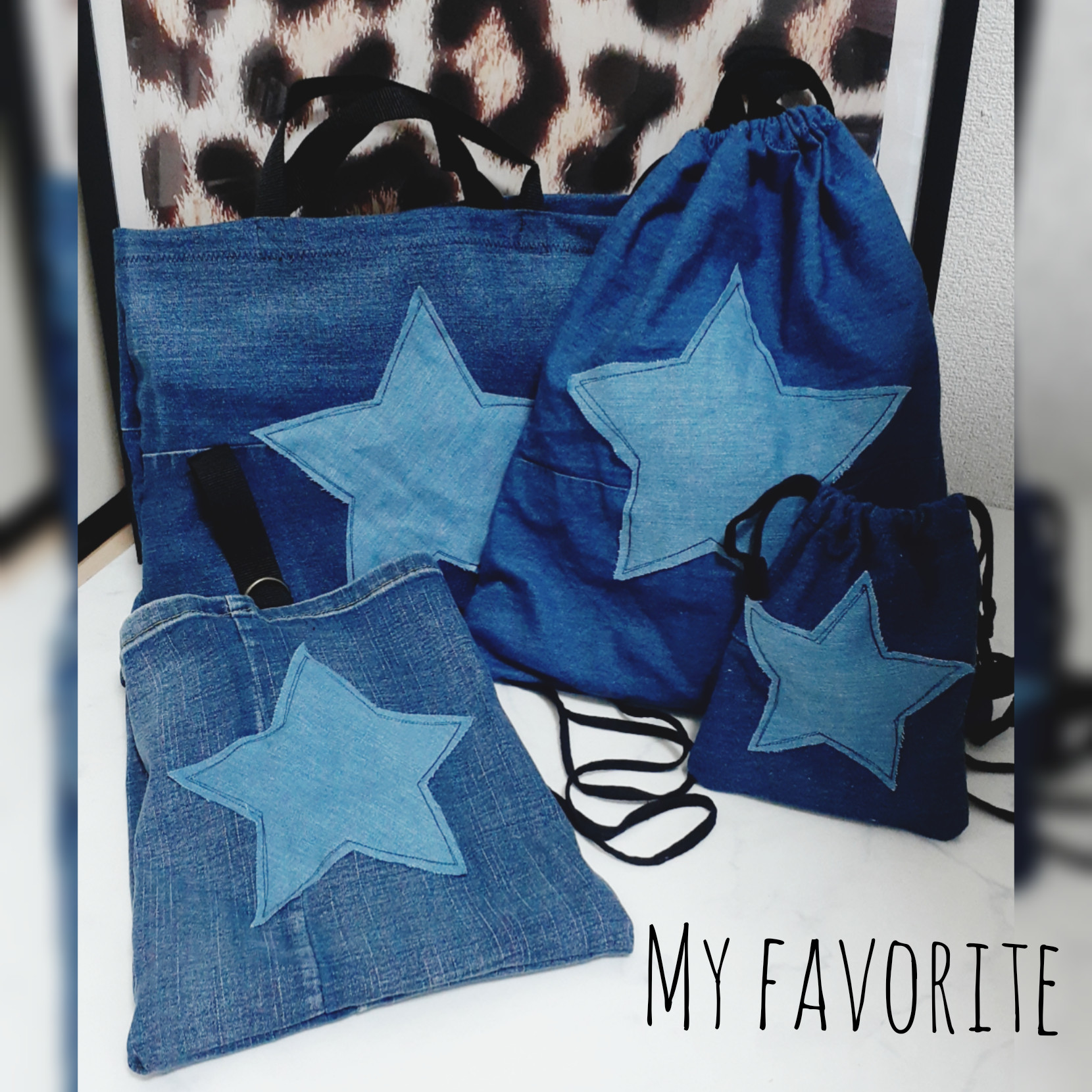 入学グッズ　四点セット　星　ナップサック　給食　上履き入れ　レッスンバッグ