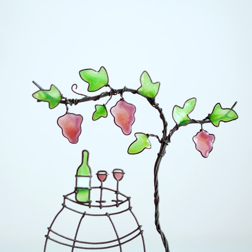 ワイン香る小さな風景|ワイヤーアート|インテリアオブジェ その他