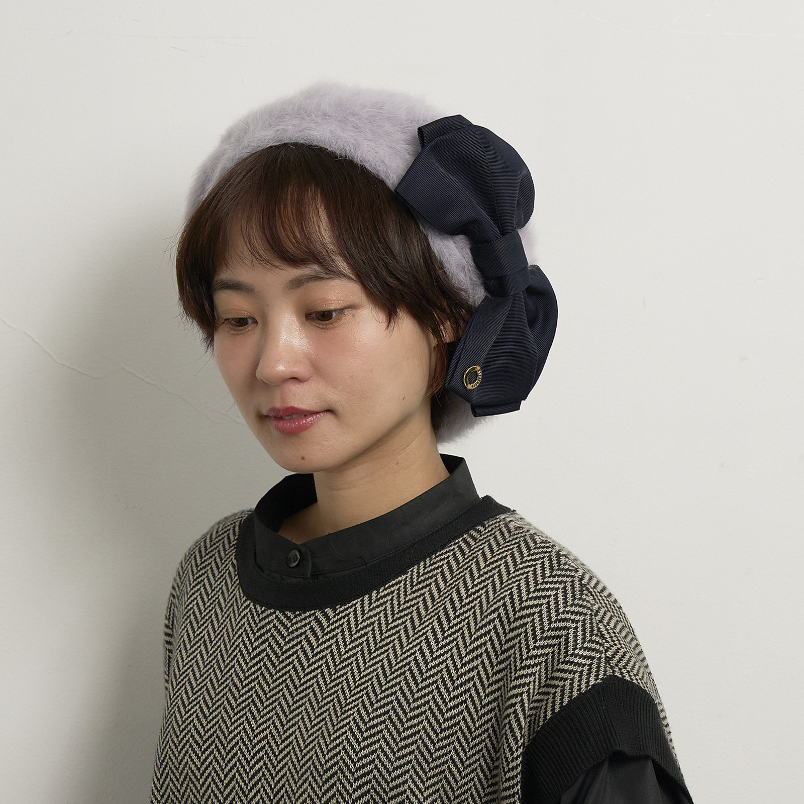 アンゴラリボンベレー/グレー　255-11-203