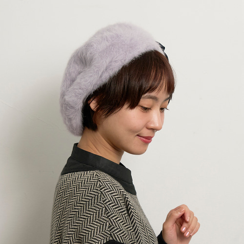 アンゴラリボンベレー/グレー 255-11-203 ベレー帽・ハンチング