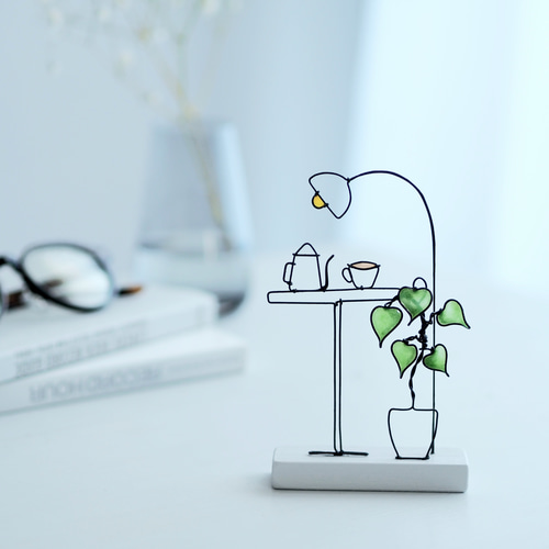 コーヒー香る小さな風景|ワイヤーアート|インテリアオブジェ その他