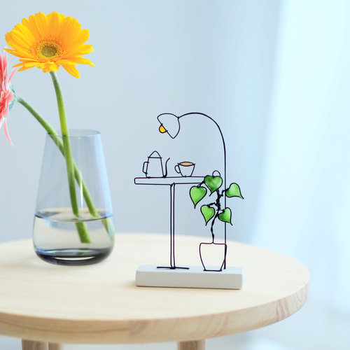 コーヒー香る小さな風景|ワイヤーアート|インテリアオブジェ その他