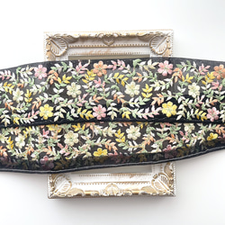 1069 【 幅：5.5cm 】 インド刺繍リボン　ブラック　チュール　イエロー　オレンジ　グリーン 2枚目の画像